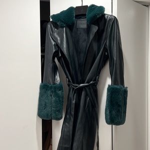 Brand new green Anthropologie faux leather coat